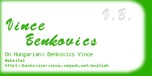 vince benkovics business card